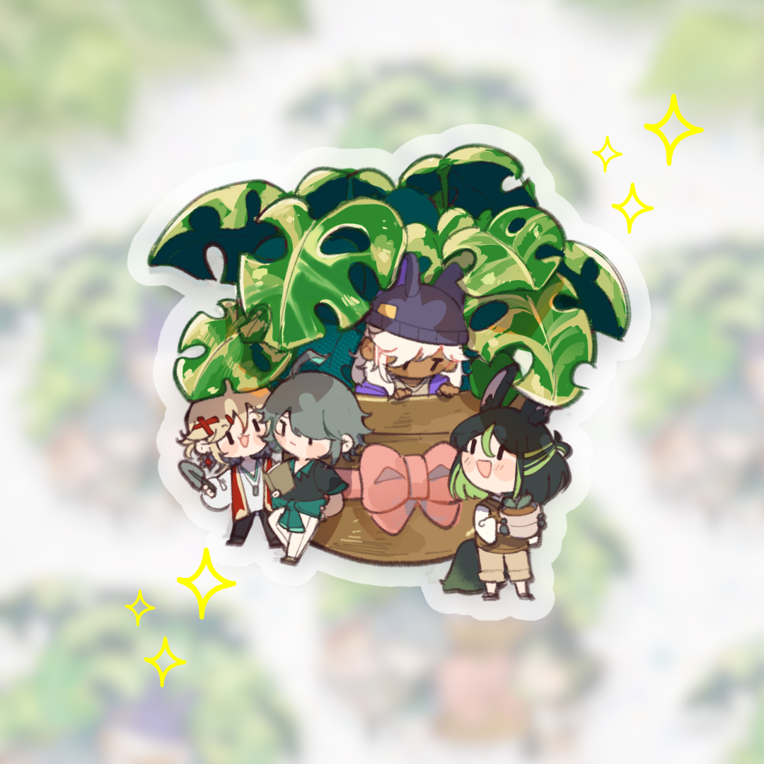 Sumeru Boys Potted Plant | Die Cut Transparent Sticker